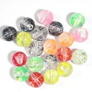 15mm Water Glitter Filled Beads
